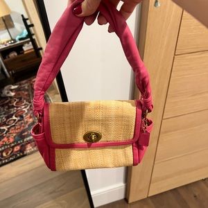 Coach Parker Straw Pink Leather Shoulder Bag